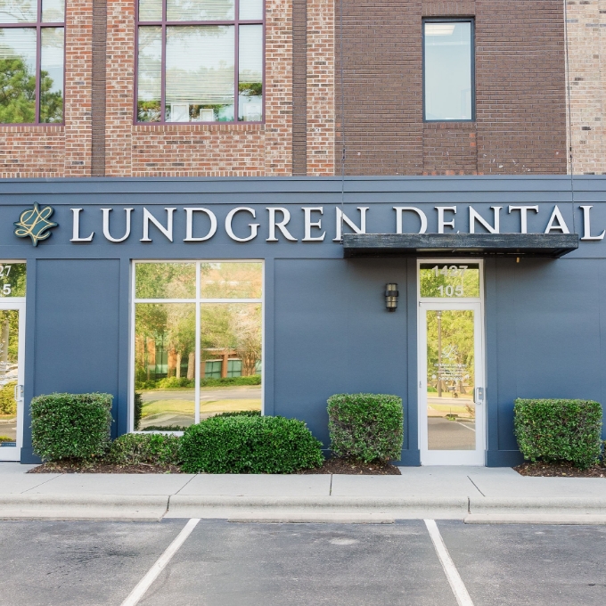 Pristine white reception area of dental office in Wilmington