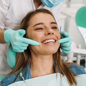 Woman smiling at the dentist